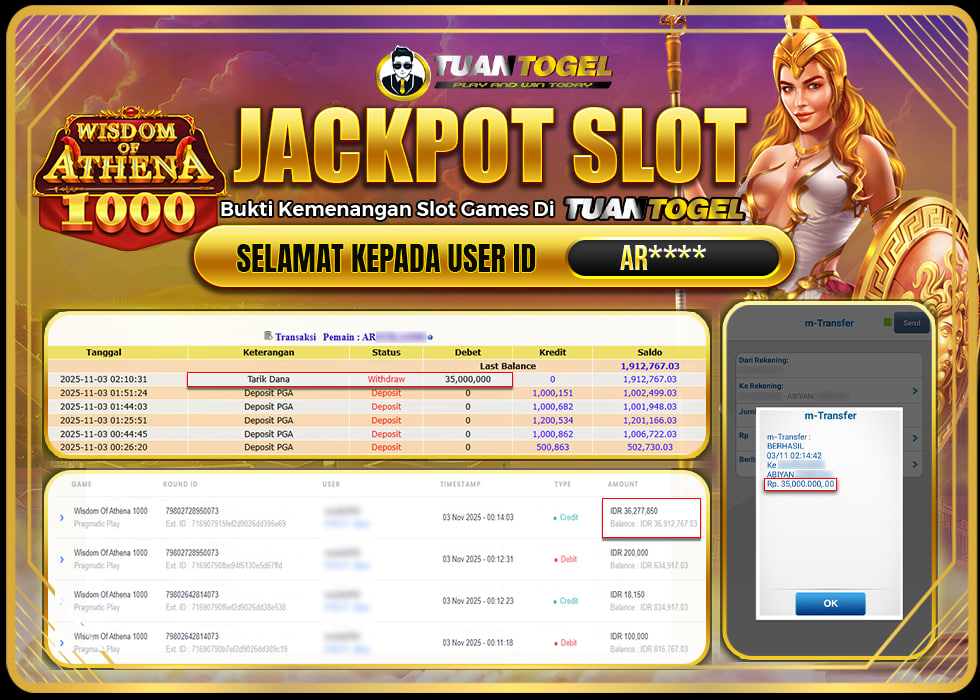 TUANTOGEL JACKPOT SLOT WISDOM OF ATHENA 1000 Rp35.000.000